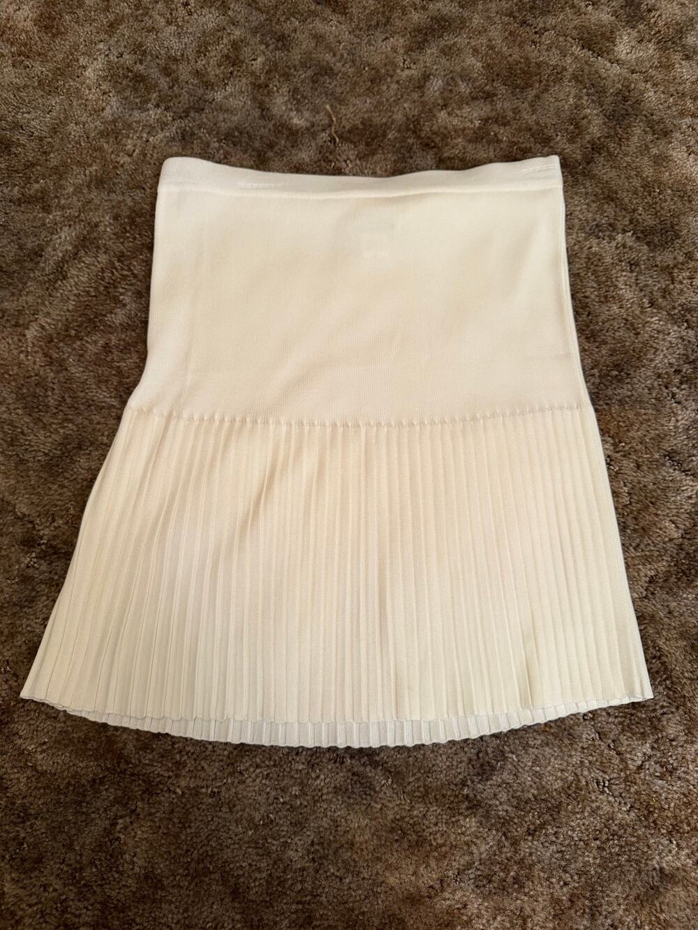Vintage Exclusively Misook Cream Pleated Knit Mini Skirt Drop Waist Coquette Y2K